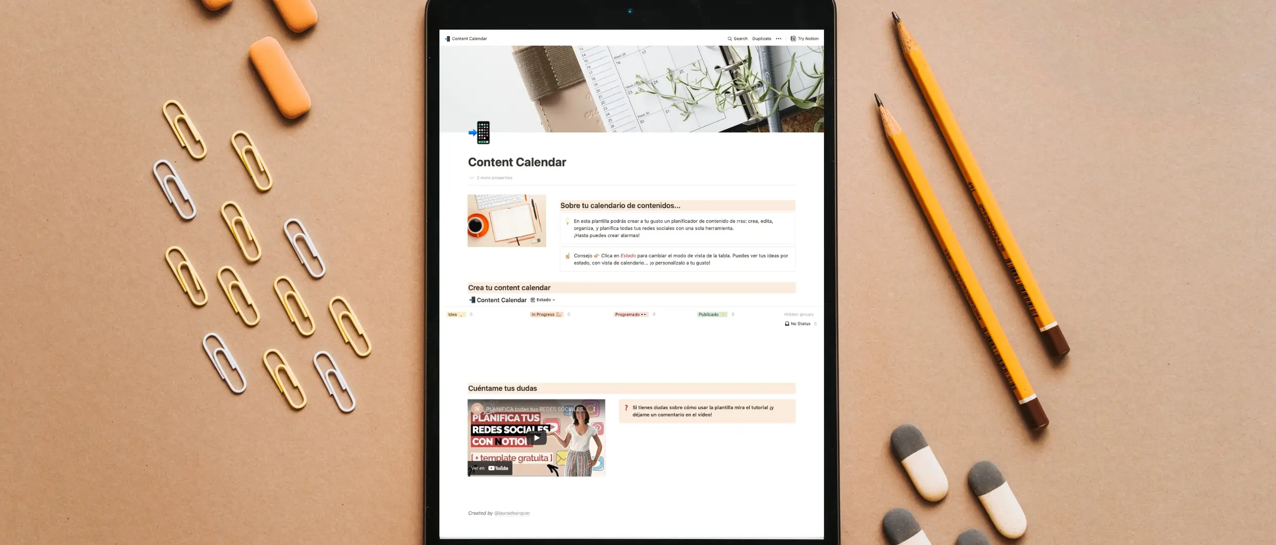 Descargar plantilla de Notion